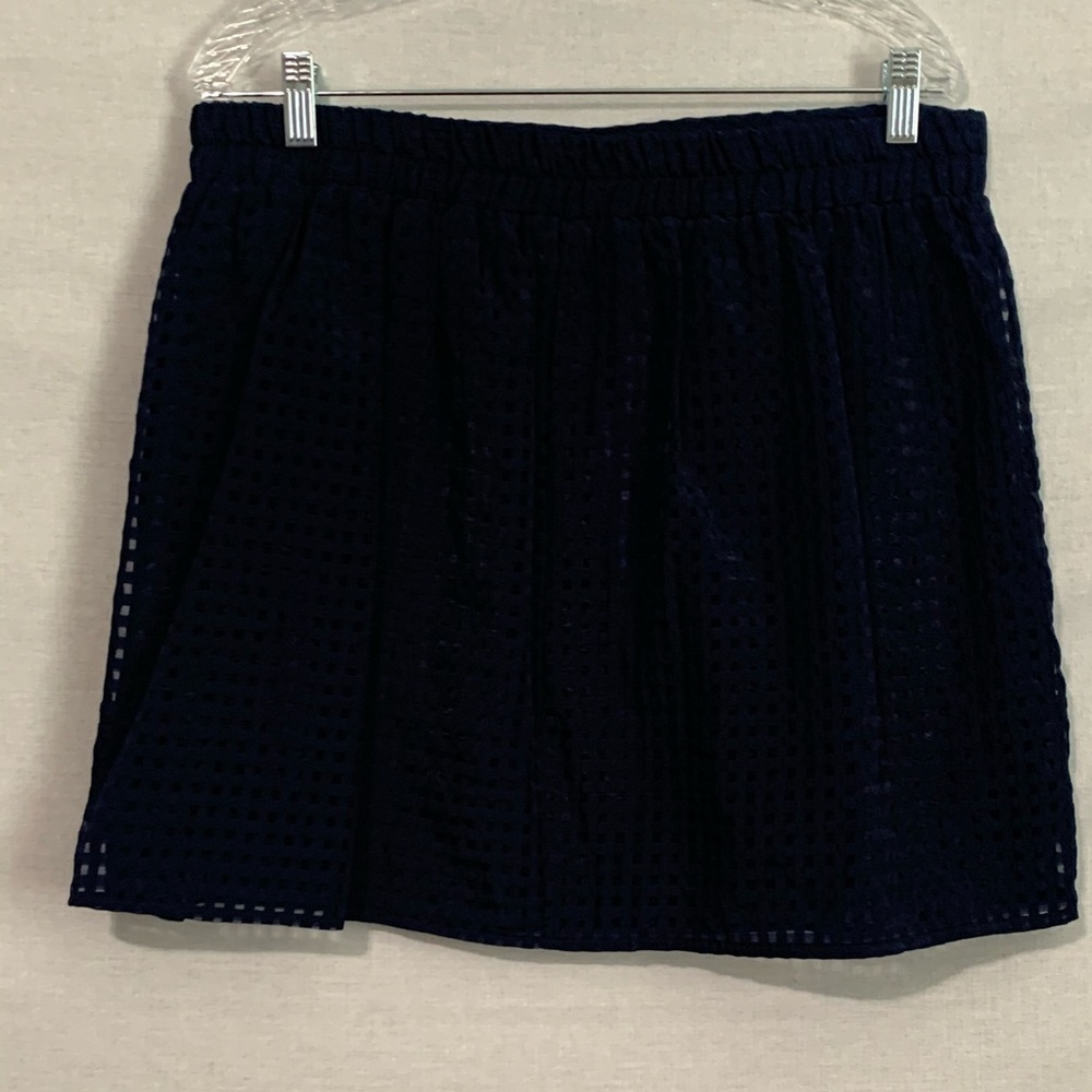 I.N. San Francisco |Size XL| Cube Square Sheer Overlay Lined Navy Skirt